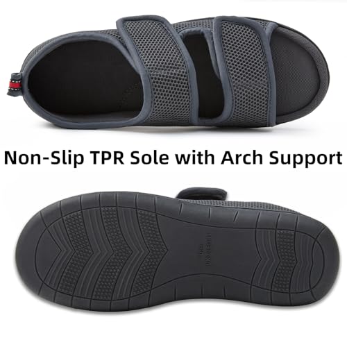 Image of Women's Slippers with Arch Support, Adjustable Open Toe Shoes for Diabetic
