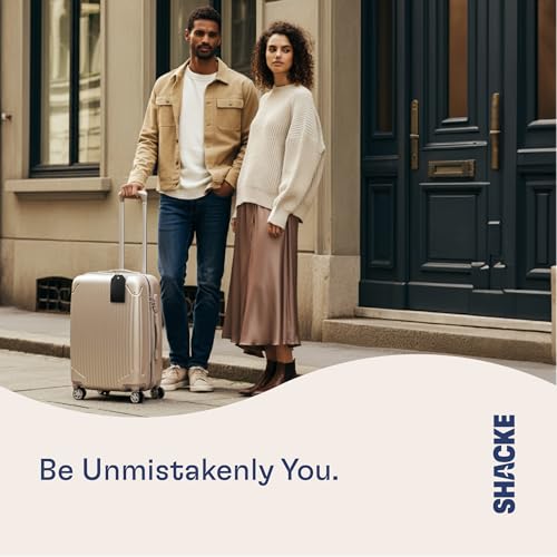 Shacke Large Luggage Tags (2pcs) with Privacy Cover and Steel Loops (Black Plain)2