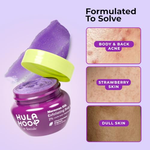 Image of Hula Hoop Exfoliating Body Scrub by Foxtale | Smoothes Skin & Fades Tan | Dead Sea Salt + Perlite + Lactic Acid | Prevents Strawberry Skin | Hydrates & Nourishes Skin Barrier
