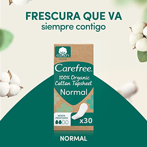 Carefree Protegeslips de Algodón Orgánico, Hipoalergénico y Transpirable, Normal, 30uds - imagen 7