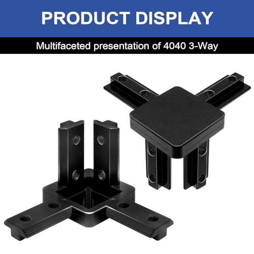 Image of 12pcs 4040 Hardware 3-Way Corner Bracket Angel Connector 4040 Aluminum Extrusion V-Slot Accessories T-Slotted with Screws for 4040 Aluminum Profile 3D Printer Frame Accessories Black