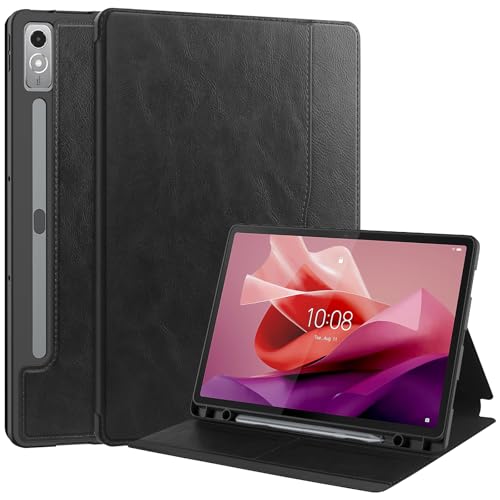 Haofun Hülle Kompatibel mit Lenovo Tab P12 12.7 Zoll Multi-Winkel Folio Schutzhülle mit Stifthalter Schlanke Schutzhülle mit Auto Schlaf/Aufwach für Lenovo Tab P12 Schwarz