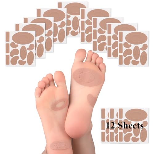 Moleskin for Blisters, Adhesive Moleskin Padding, Moleskin Pads for Feet, Shoes, Toes, Heel | Blister Prevention Tape Patch (12 Sheets - 132 Pieces Total)