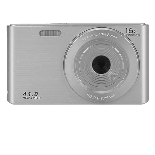 デジカメ 48MP ミニデジタルカメラ写真撮影 2.8 "TFT スクリーン 4 K ビデオレコーダーセルフタイマー顔検出ヴィンテージフォトレコーダー 小型で持ち運びも簡単(16G SD Card,Silver)