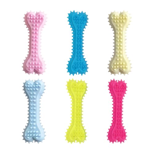 CHROMACRAFT 6 Pezzi di Osso di Gomma per Cani, Giocattolo Molare Spinoso, Giocattolo per Interni A Prova di Morso E Noioso, Adatto per Cani di Piccola E Media Taglia.