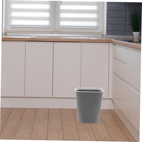 Caneca de basura rectangular de plástico gris OSALADI miniatura 4