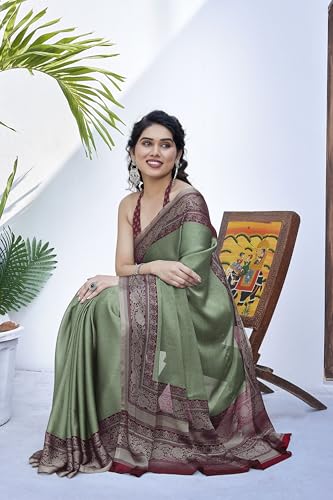 Image of MIRCHI FASHION Women Saree Ethnic Motif Print Chiffon | Breathable Lightweight Plain Weave Sari for Office and Daily Use (Available in 20 Designs)