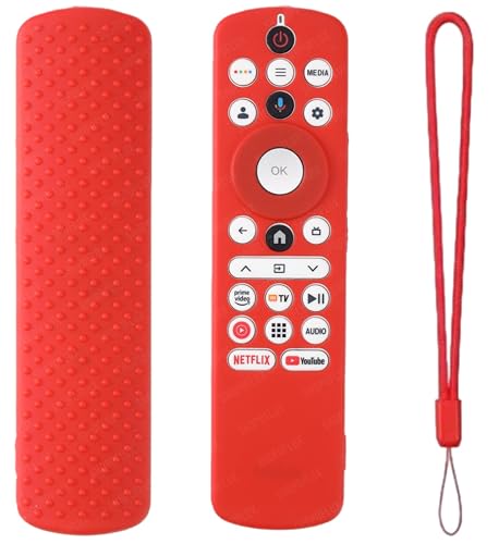 Image of SHOPOFLUX Silicone TV Remote Cover Compatible with Haier Smart TV Protective Case with Lanyard (Red)