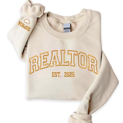 UrbanNEST Custom Realtor Embroidered Sweatshirt – Personalized Real Estate Agent Crewneck With Name, Realtor Gift Apparel, Embroidered Real Estate Shirts for Women & Men2