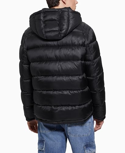 GUESS Men's Adam Quilted Hooded Zip Puffer2