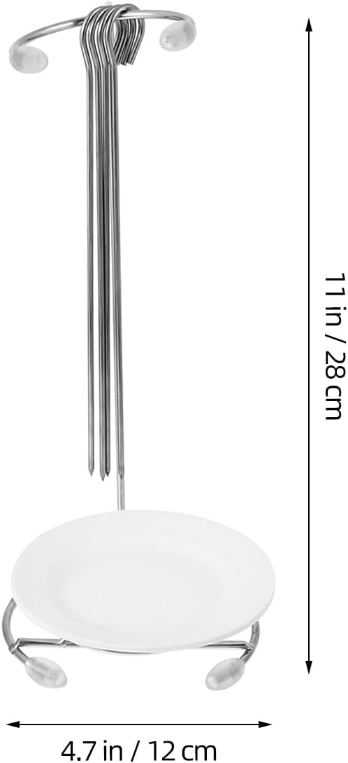 Hemoton Stainless Steel Barbecue Hangers with Drip Plates 2 Sets Vertical Skewer Rack for Outdoor Grilling Kebabs and Meat Cooking 11 Inch Bbq Accessory