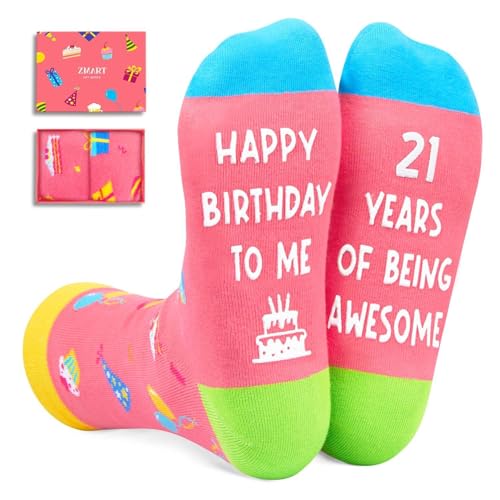 Zmart 21st Birthday Gifts Women - 21st Birthday Gifts Ideas for Her Him, 21 Year Old Socks