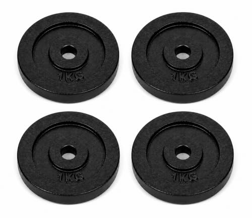 Image of Cast Iron Weight Plates for Home Gym (Centre Hole 30mm)- Standard Gym Plates for Strength Training, Durable & Rust-Resistant, Multiple Weight Options | From the House of Healthycliq | Sedex Certified | Bodybuilding Fitness And Core Fitness (4KG (1KG X 4), Cast Iron)