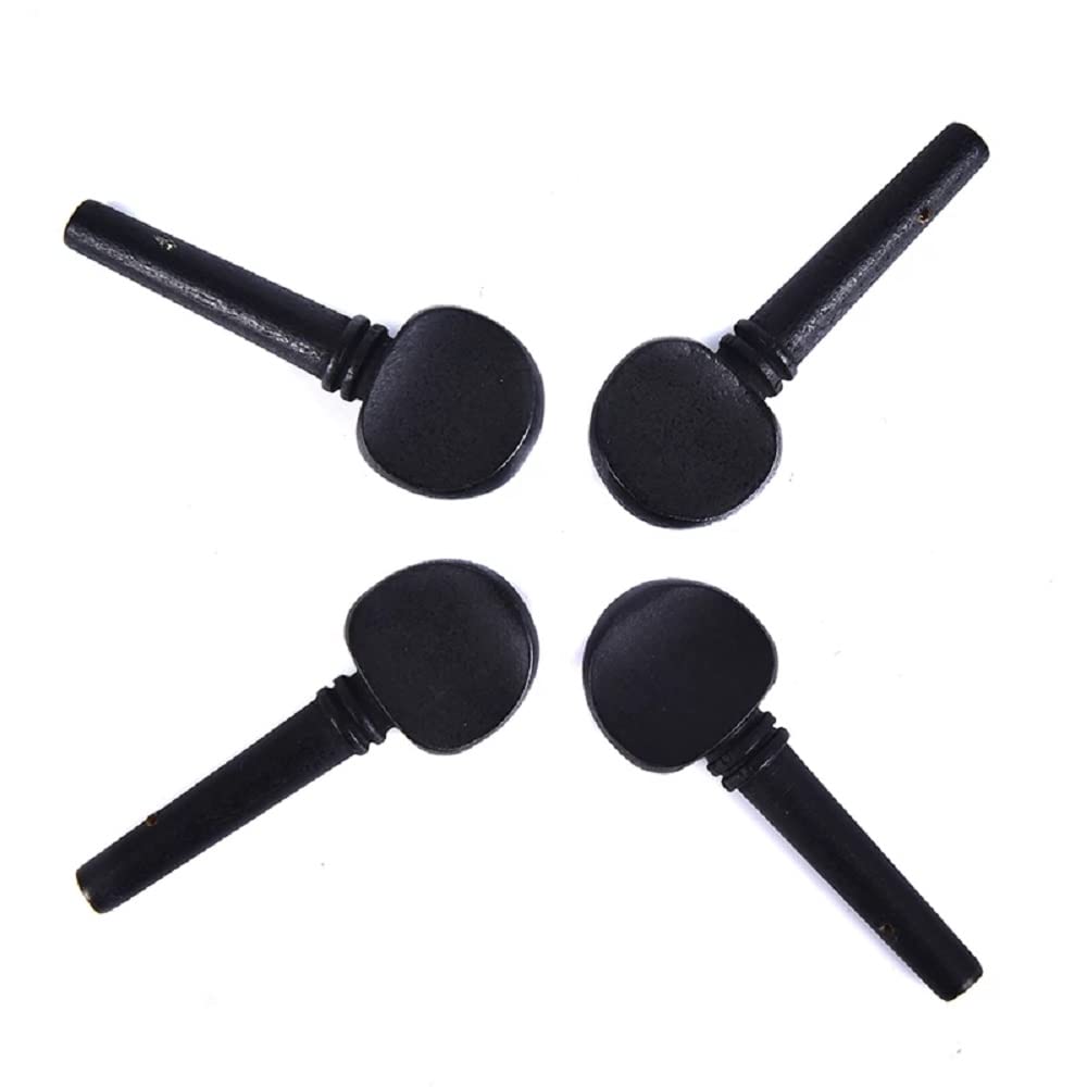 4pcs 4/4-3/4 1/2 Wooden Ebony Cello Pegs Black Shaft Handle Musical Instruments Solid Wood Cello Accessories Tool (1/2, Black)
