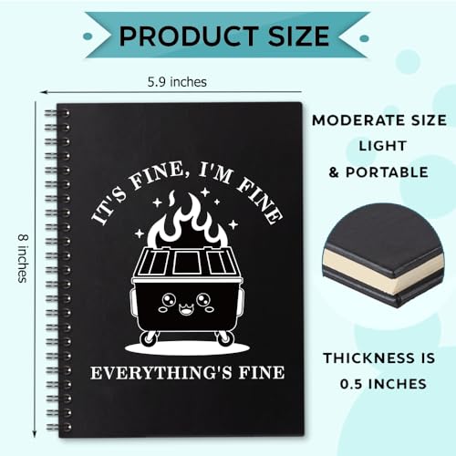 Carnet de notes Dumpster Fire It's Fine de 160 pages lignées à spirale pour bureau - 2