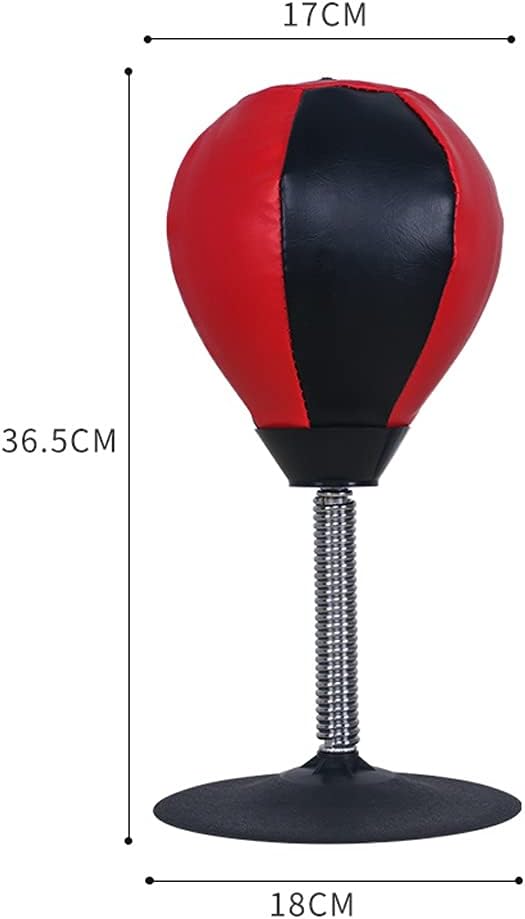 Boxing, Desktop Punching Bag with Suction Cup, Maize Bag, Heavy Duty Leather Boxing Speed Ball for Stress Relief, Fitness Workout (Color : Red+Black, Size : 17 * 36.5cm)