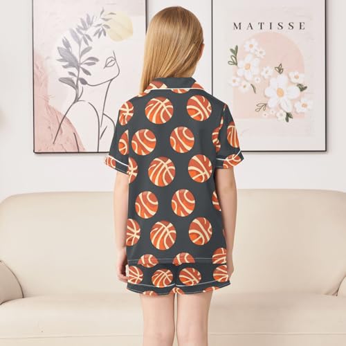 ALAZA Basketball Black Cartoon Pajamas Satin Pajama Set Short Sleeve Button Down Sleepwear4