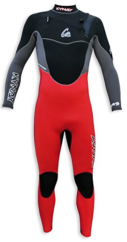 Kynay - Integral de Neopreno elástico 5/4/3mm Cremallera Frontal Invierno, Talla XL, Color Negro y Rojo