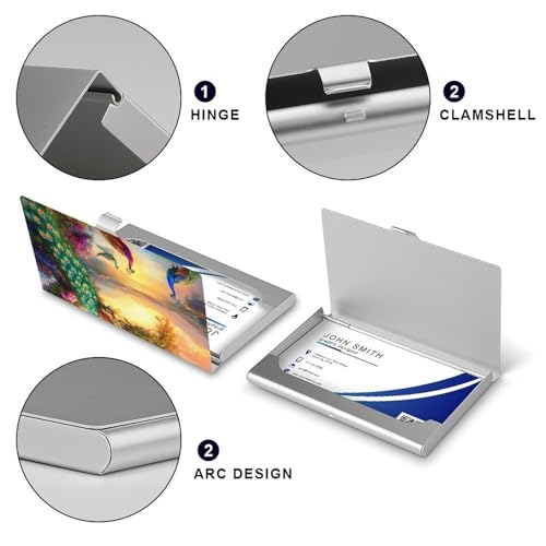 Peacock Sun Business Card Case Pocket Card Holder Slim Card Wallet for Men Women4