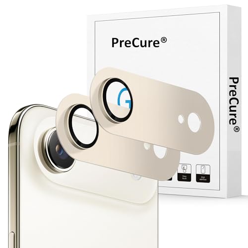 Image of PreCure (2 Pack) Camera Lens Protector Compatible with iPhone 17 Air, Premium Brushed Aluminum Alloy Frame + Tempered Glass, Precise Camera Cutouts, Anti-Scratch, Ultra HD Clarity - Gold