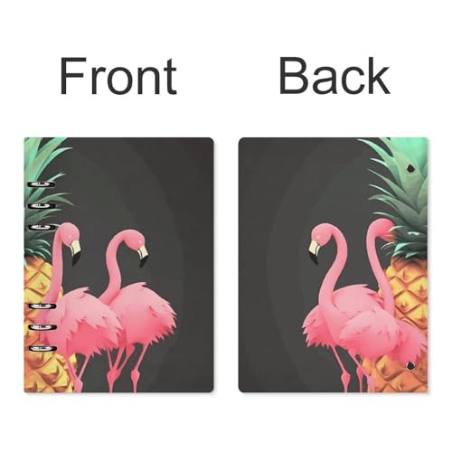 Cuaderno A5 de piel sintética premium recargable con diseño de flamencos 3