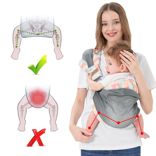 IULONEE Portable Breathable Baby Sling 3D Mesh Fabric Wrap Baby Carrier Adjustable Sling Easy Toddler Carrier Comfortable Baby Wrap Carrier Baby Carrier Wrap for Newborn Up to 3-36 Months (Colorful) - Image 4