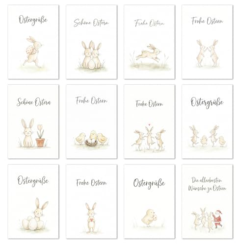 Edition Seidel Set 12 Grußkarten zu Ostern mit Umschlag. Osterkarten Klappkarten Doppelkarten Kartenset Karte Ostergrüße Gruß Spruch Frohe Ostern Frühling (SW026)