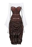 Gothic Steampunk Vintage Algodón Faldas, Falda Asimétrica para Mujer Vintage con Irregular，Falda vintage gótica: espalda elástica, diseño alto-bajo; Tela de algodón suave y cómoda