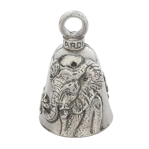Image of Guardian Bell Elephant Good Luck Bell w /Keyring & Black Velvet Gift Bag | Motorcycle Bell | Lead-Free Pewter | Good Luck Gift to Friends & Family | Bike Bell | Made in USA
