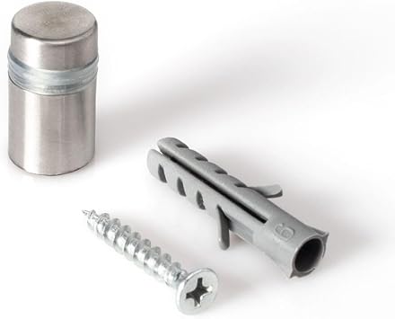 Stainless Steel Standoff 1/2 Inch Diameter x 1/2 Inch Barrel Length Brushed Finish for PVC, Glass and Acrylic Sign Stand Off Wall Anchors and Screws 2 Piece Small Sign Pack