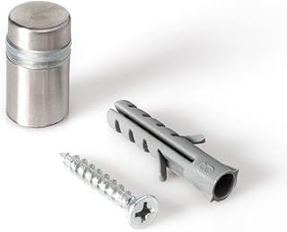 Stainless Steel Standoff 1/2 Inch Diameter x 1/2 Inch Barrel Length Brushed Finish for PVC, Glass and Acrylic Sign Stand Off Wall Anchors and Screws 100 Piece Commercial Space Pack