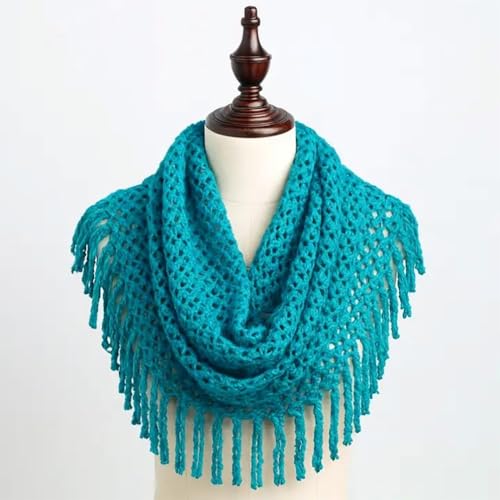 stylesilove Two Tone Womens Winter Warm Mini Tube Infinity Scarf With Fringe2