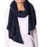  Eitex Damen offener kuscheliger Schal XXL Schal sanftes Material Viskose und Wolle Gemisch warm Stola (dunkelblau)