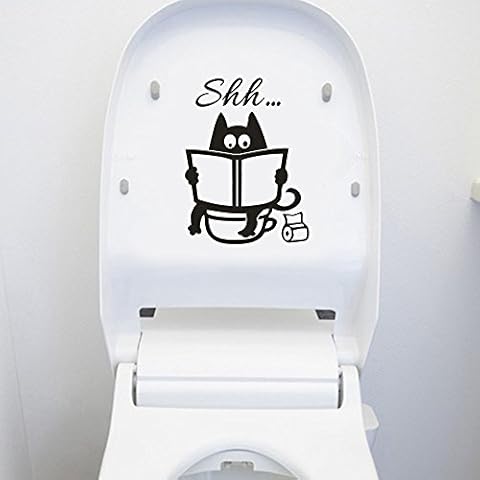 Meclelin WC Aufkleber Bad Klo Toilettendeckel Wandtattoo Nette Katze Shh Cover