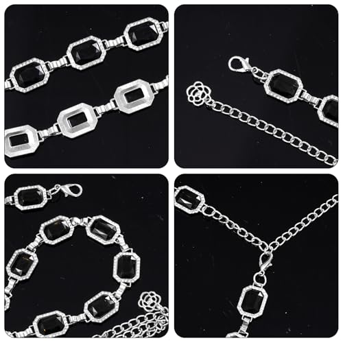 Red Chain Belt for Women Red Western Belt Metal Rhinestone Cowgirl Waist Chain for Dresses Jeans4