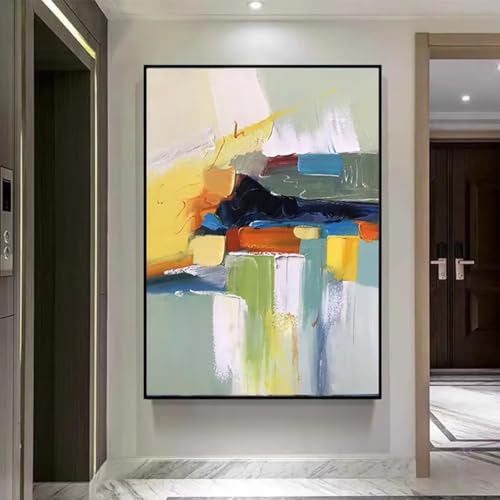 Tableau moderne jaune et bleu pour sublimer la decoration de votre bureau