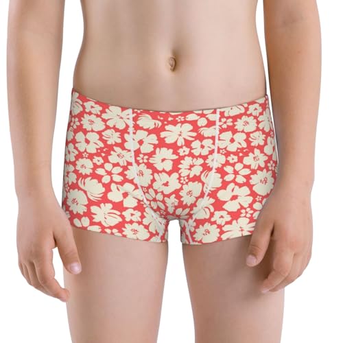 Boys' Cotton Boxer Brief Soft Underwear-Beige Flowers