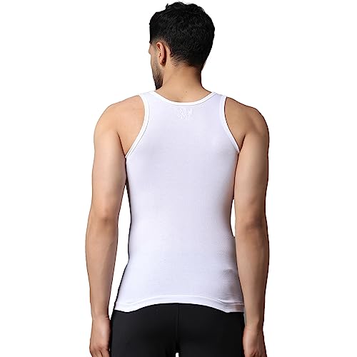Image of Wearslim Premium Round Neck Super Combed Ultra Soft Cotton Vest for Man, Slim Fit Sleeveless Tank Tops Undershirts for Men with Extended Length for Easy Tuck
