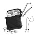 AirPods Case, MeanLove Soft Silicone Shockproof Protective Case Cover and Skin with Anti-lost Strap for Apple Air Pods Accessories (Black)