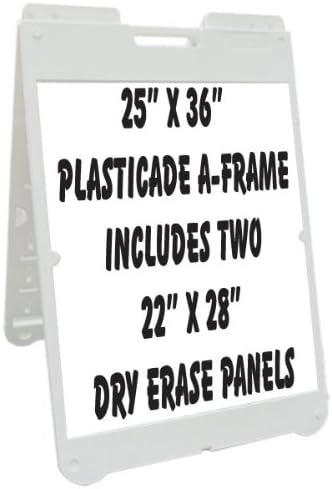 NEOPlex 25" x 36" Poly-Plastic Sidewalk Sandwich Board A-frame Sign w/Dry Erase Insert Panels