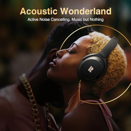 Image of Active Noise Cancelling Headphones, Wireless Over-Ear Bluetooth Headphones ANC, Hi-Res Audio, 60H Playtime, Deep Bass, 3.5MM Cable, Memory Foam Ear Cups for Work /Travel /Home /Office