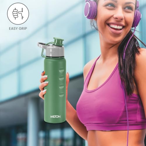 Image of MILTON Gripper 750 Stainless Steel Water Bottle, 750 ml, Green | Leak Proof | Easy Grip | Light Weight | Easy to Carry