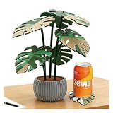 Monstera Plant Coaster Set 6 Leaf Coasters Modern Plant Decor Functional Home Decor Great for Desks Gift for Plant Lovers (Multicolor Gray)