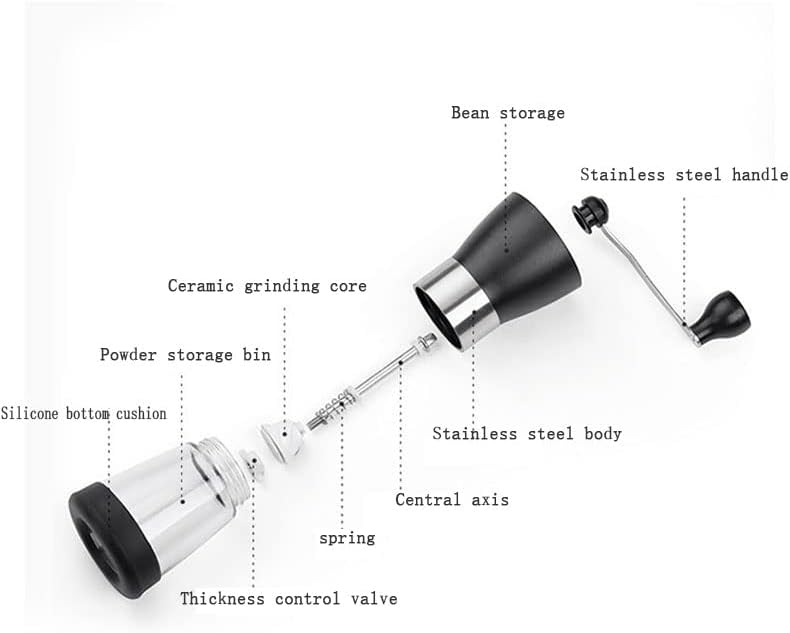 Coffee Press Manual Coffee Grinder Hand Coffee Ceramic Machine Grinder with Glass Sealed Jar Stainless Seasoning Grinder Coffee Maker Pots