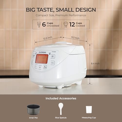 Image of CUCKOO Micom Fuzzy Logic Rice Cooker, 12-Cup Cooked, White, CR-0633F