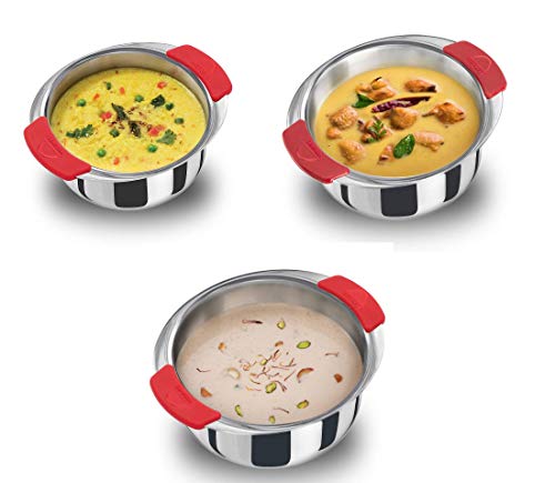 Image of Hawkins Tri-Ply Stainless Steel Metro Patila /Tope /Cook-N-Serve, 3 Pieces Combo Set, 1.5 L, 2 L And 2.5 L, 2.5 Liter, Silver