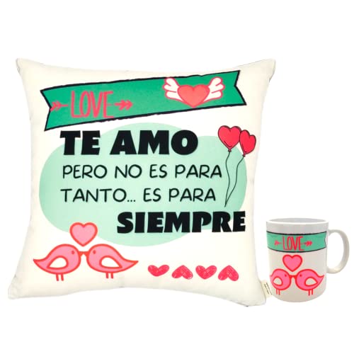 Regalo Dia de los Enamorados Original San Valentin Aniversario Cojin Personalizado Y Taza Amor Novios para Mujer Hombre Mensajes Frases Bonitas De Amor Parejas Navidad Sorpresa Romantico