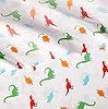 Amazon Basics Kid's Soft Easy-Wash Lightweight Microfiber 3-Piece Sheet Set, Twin, Multi-Color Dinosaurs, Animal Print #2
