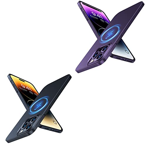 TORRAS Black & Purple Slim-Fit Mangetic Case Bundle for iPhone 14 Pro Max