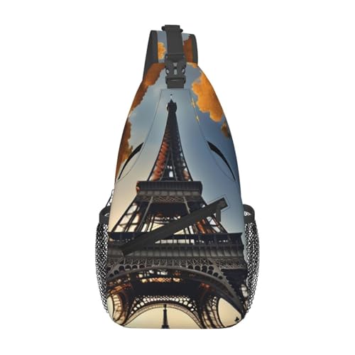 Morrales de cruzada con estampado Torre Eiffel Paris negro miniatura 1